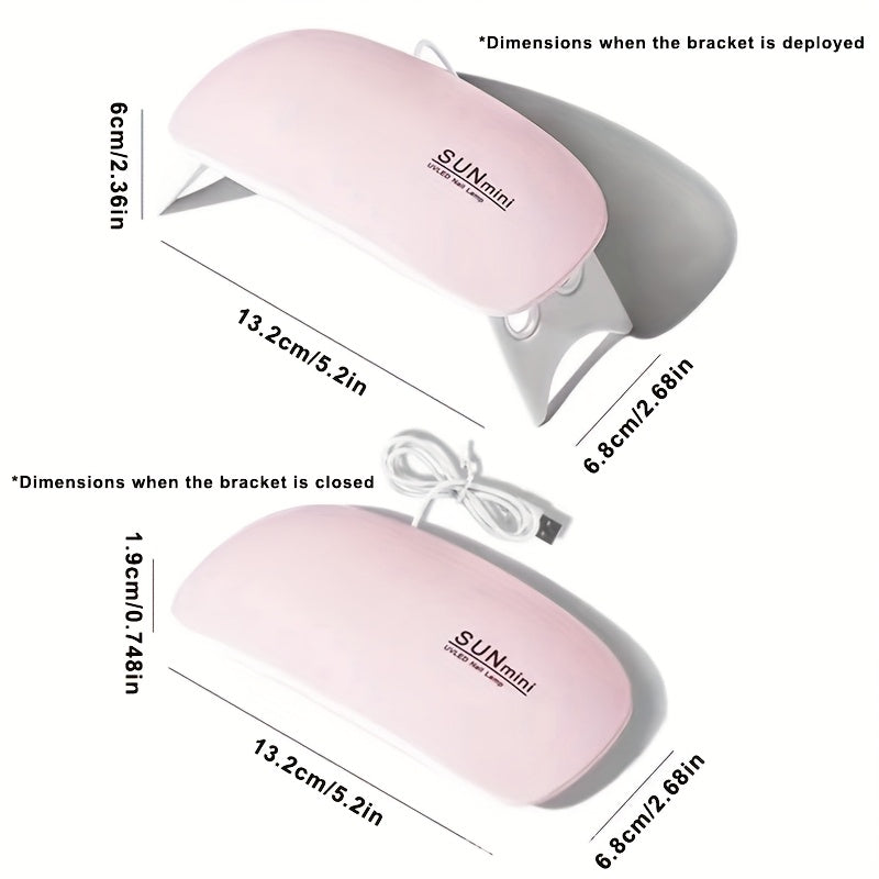 1/2/4 piezas de luz de secado de uñas portátil Sunmini - Lámpara de uñas LED de secado rápido con brillo púrpura, diseño compacto alimentado por USB para viajes, principiantes y uso doméstico, plástico hipoalergénico, luz de secado de uñas, cuidado de uñ