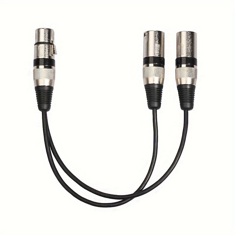 Adaptador de Cable XLR de Aleación de Zinc de 11.81" de 1 a 2 con Tres Núcleos, Cable de Conexión XLR Macho y Hembra, Cable Divisor XLR Adecuado para Consolas de Mezcla, Micrófonos, Altavoces, Amplificadores, Controladores de Luz de Escenario