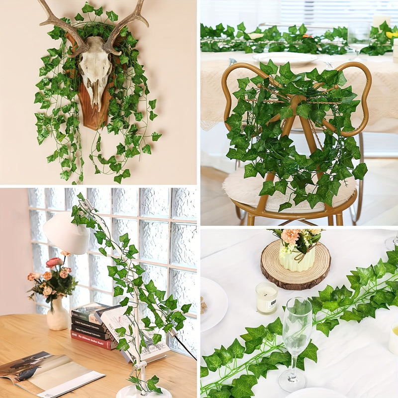 12pcs Enredaderas Artificiales de Hiedra, Guirnalda de Hojas Colgantes de Plantas de Hiedra para Decoración de Pared de Habitación, Jardín, Oficina, Boda, Guirnalda de Hojas de Hiedra Verde para Colgar en la Pared, Decoración de Jardín para el Hogar, Fal