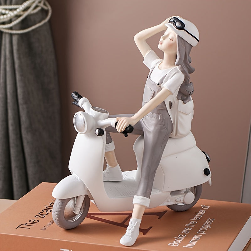 1pieza Chica de Motocicleta, Material de Resina, Adecuado para Decoración de Escritorio, El Regalo Ideal para Navidad, Acción de Gracias y Día de San Valentín, No Necesita Conexión a la Electricidad