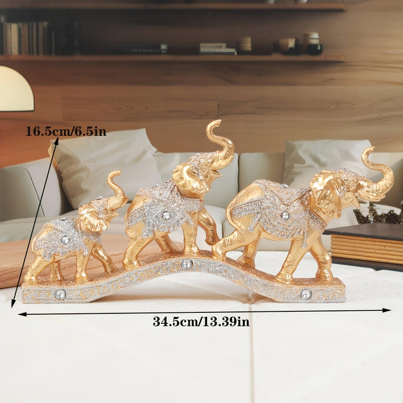 Juego de Tres Adornos Decorativos para Sala con Elefante, Soporte para TV y Barra Creativo para Entrada del Hogar