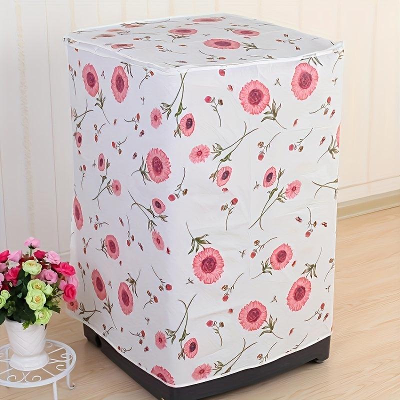 Reemplazo de Tapa Moderna para Lavadora con Estampado Floral - Blanco/Amarillo/Verde Azulado, Compatible con Lavadoras Frontales y Monobloque, Cubierta Duradera en PE - Antidesvanecimiento, Anti-polvo, Fácil Limpieza, Diseño Seguro para Lavadoras, Acceso