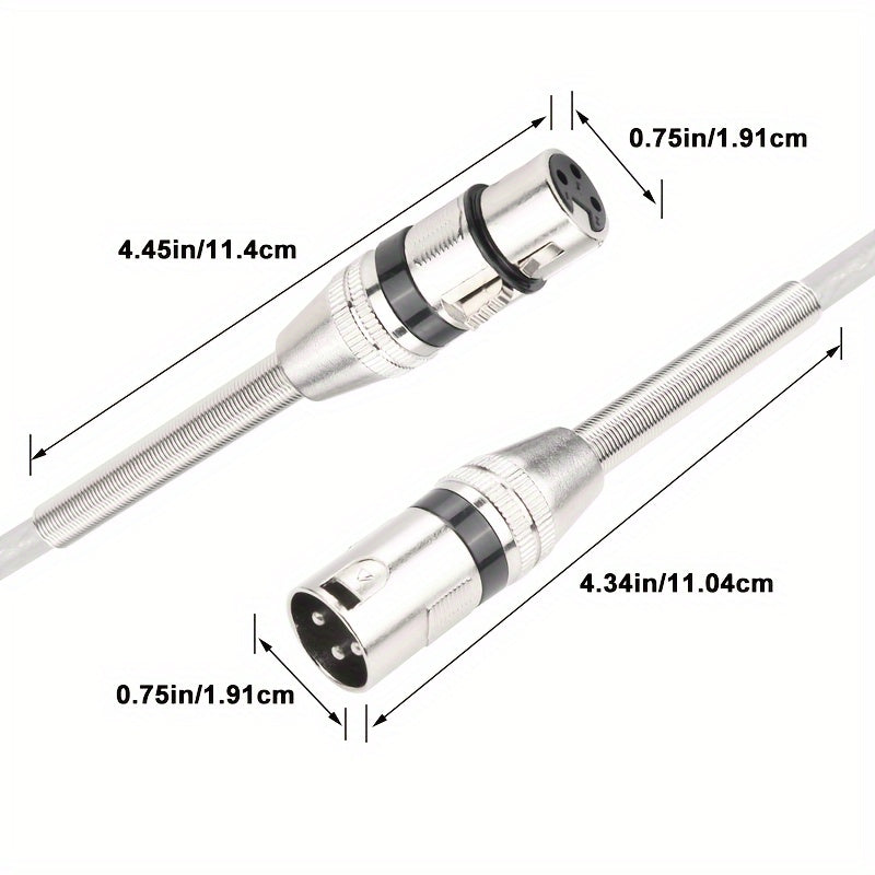1pc Cable de Audio XLR I-ZCLIVE, Aleación de Zinc 3-Pines Macho a Hembra Forma Plana, Conector Transparente de Alta Calidad para Micrófono y Sistema de Altavoces para Preambules, Estaciones de Radio