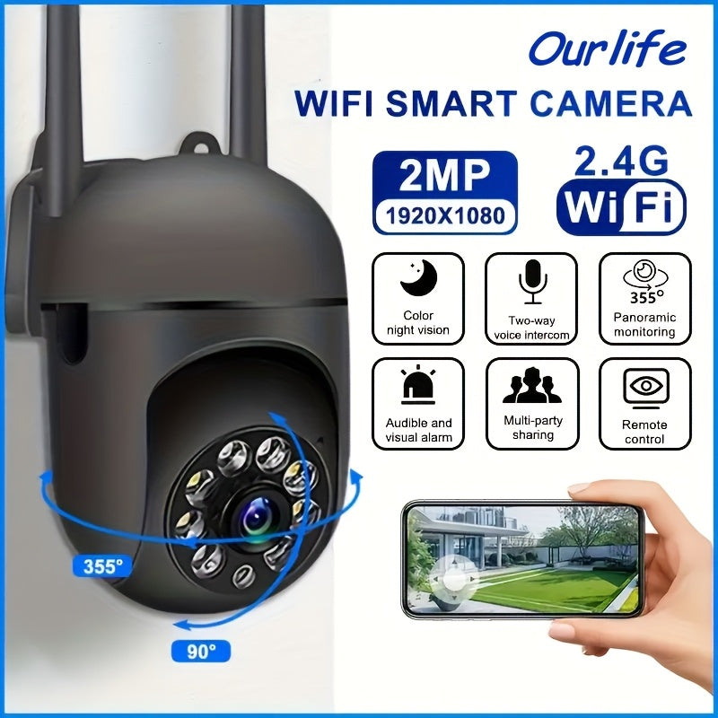 Cámara de seguridad HD 1080P, cámara WiFi inteligente para seguridad del hogar, 2.4GHz Wi-Fi, seguimiento automático, día y noche, cámara inalámbrica IP para monitoreo de video con detección de personas/mascotas, protección de seguridad WiFi 1080P 2.4G,