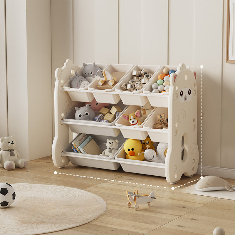 Armario de Pared Plástico Blanco con Cajones y Estantes Multinivel - Organizador de Alta Capacidad para Peluches, Libros, Muebles de Sala, Diseño Divertido
