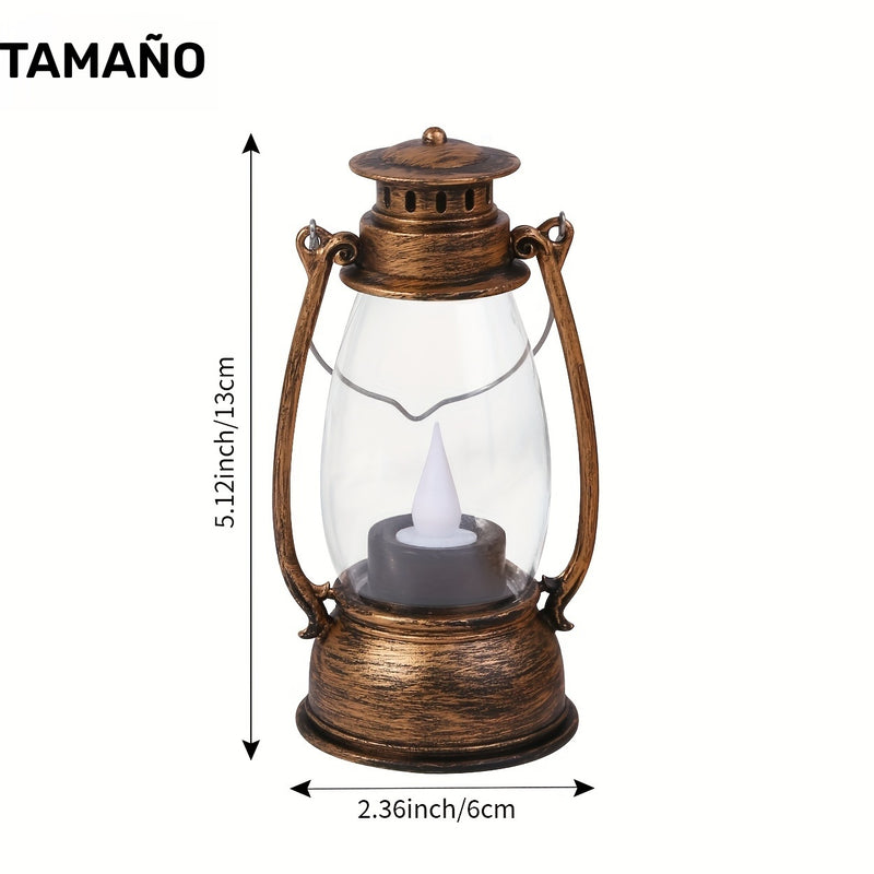 1 lámpara LED estilo queroseno encantadora, llama amarilla nostálgica, incluye pilas