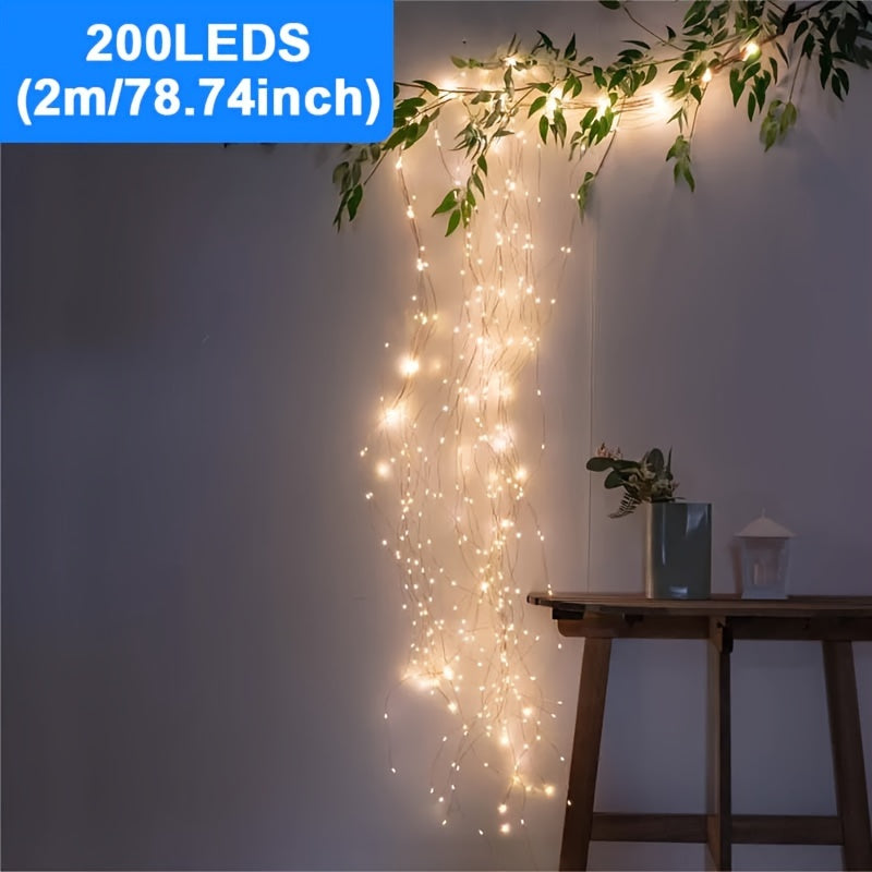 1 cuerda de luces de ratán con energía solar - Luces de hadas IP65 impermeables con 8 modos, ideales para exteriores, patio, jardín, porche, árbol, terraza, pared, bodas y decoraciones de fiestas, decoración de Navidad y Halloween | Cuerda de luces de ra