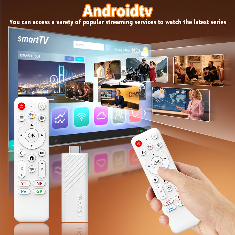 TV Stick H96 Max H313 - Reproductor Multimedia Android 14 con Google Play, Streaming 4K Ultra HD, WiFi Dual, CPU Quad-Core, Chromecast Integrado, WiFi Rápido, sin varillas - Dispositivo Compacto para Smart TV, Reemplazo de Fire TV, Consola de Juegos - Op