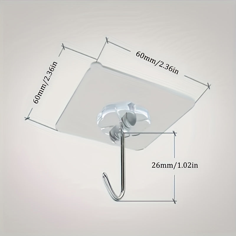 10pcs Ganchos de Pared de Fácil Instalación Sin Daño - Autoadhesivos, Ganchos de Plástico Sin Perforación para Llaves, Sombreros, Toallas - Perfectos para Baño, Dormitorio, Oficina, Almacenamiento de Cocina, Ganchos de Utilidad