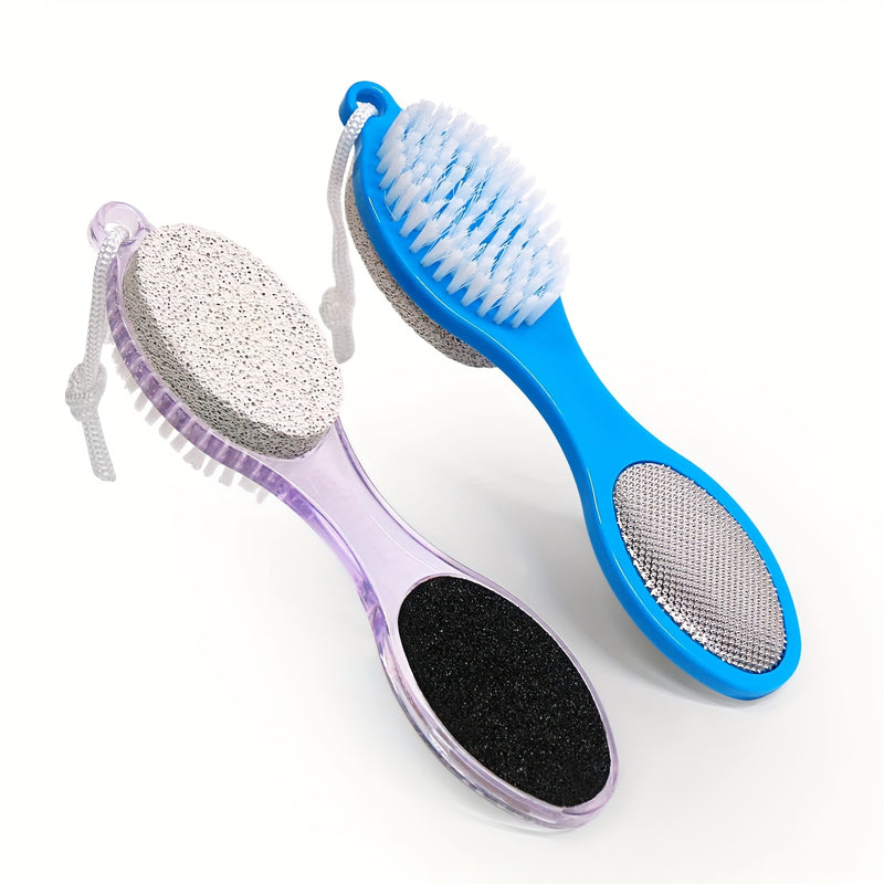 Kit de care paddle Wecolor 4" (30,48 cm) - Cepillo de pies multifuncional con piedra pómez, lima de metal y cerdas de limpieza - Sin fragancia, plástico, operación manual, no requiere baterías