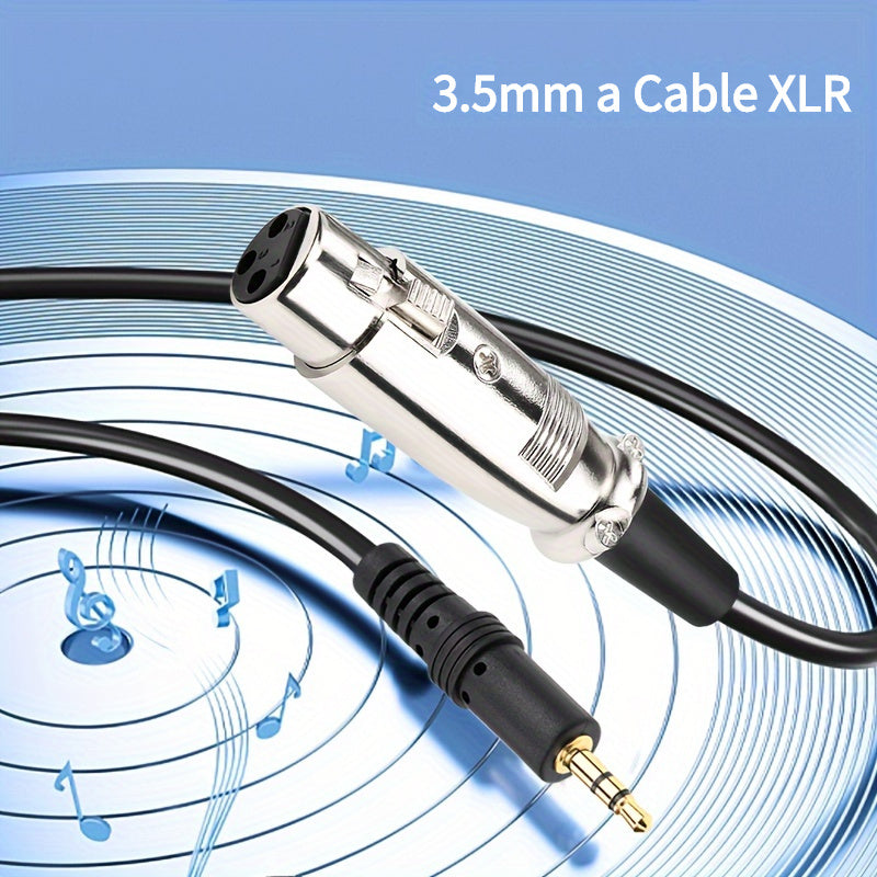 Cable de Audio i-Zclive Premium de 3.5mm a XLR - Macho a Hembra, Cobre Puro Bañado en Oro, Aleación de Zinc y Aluminio, Ideal para Micrófonos y Consolas de Mezcla, Cable Redondo Duradero con Diseño de Notas Musicales