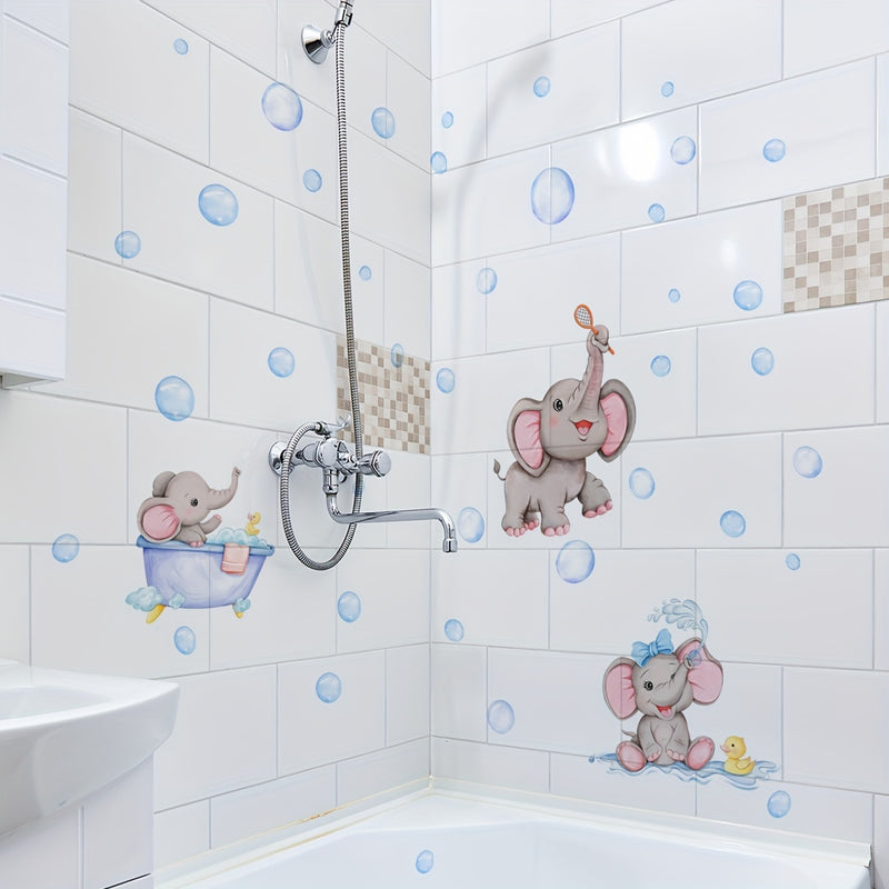 Fantasía Splash, Adorable Pegatina de Pared de Elefante para Baño de Burbujas - Perfecta para Decoración de Baño y Bañera, Fácil de Aplicar como Adorno para el Hogar