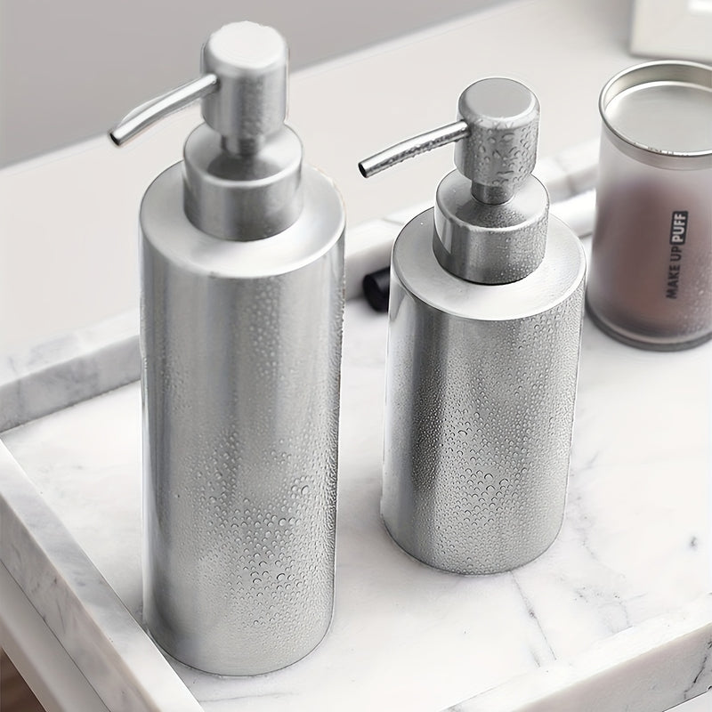 Botella de dispensador vacía de acero inoxidable, botella de dispensador recargable con bomba para loción, gel de ducha, champú y acondicionador, accesorios de baño de hotel