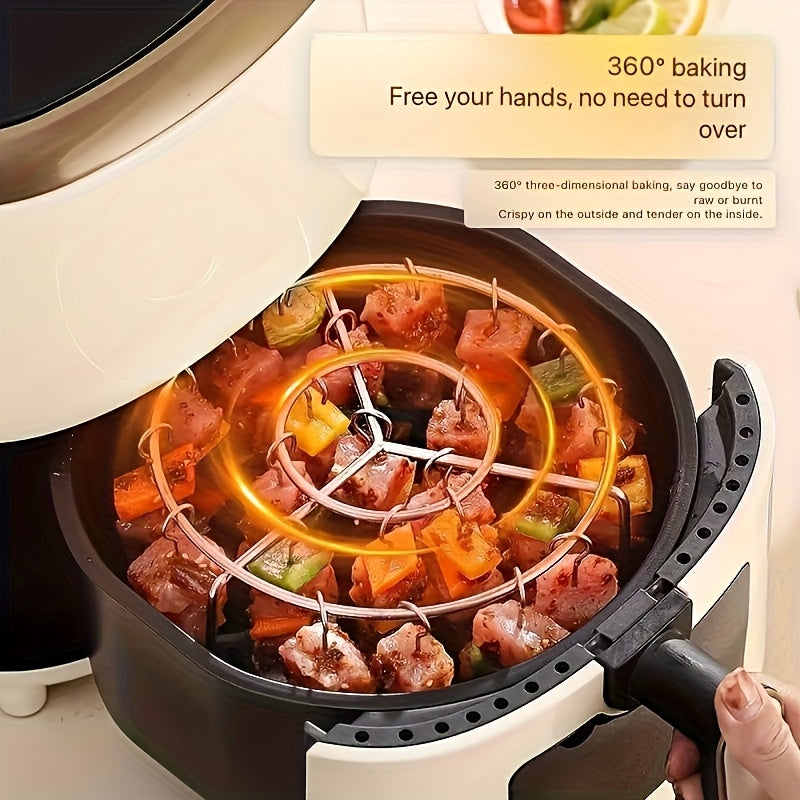 1 Juego de Parrilla para Freidora de Aire con 24 Brochetas, Cesta de Barbacoa de Acero Inoxidable para Carne y Verduras, Rótisserie Multifuncional, Accesorios para Fritura Profunda sin Voltear
