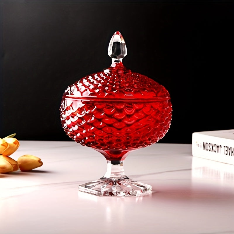 1 Unidad, 6,3 Pulgadas De Diámetro, Jarra De Dulces De Cristal Engrosado Único Con Tapo Que Puede Sellarse Y Almacee, Adecuada Para El Almacenamiento Y Conservación De Dulces. Es También Una Obra De Arte Ideal Y Uno De Los Regalos Exquisitos Para Amigos.