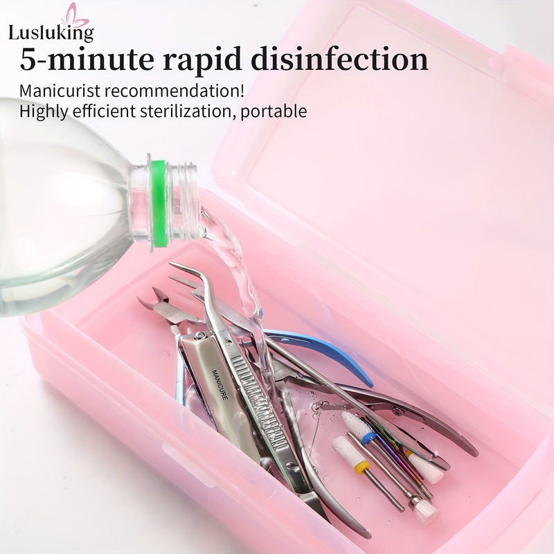 1pc LUSLUKING Esterilizador Portátil para Herramientas de Uñas - Desinfección sin Batería para Instrumentos de Manicura (Cortaúñas, Tijeras, Pinzas), Estuche de Doble Capa y Almacenamiento, Material Hipoalergénico, Uso en Viajes y Salones, Diseño Compact