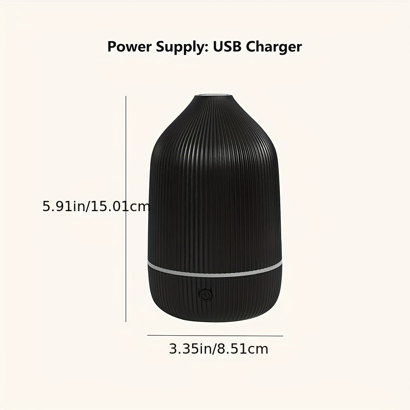 Diseminador de aromaterapia ultrasonico compacto con alimentación USB y función de niebla - Negro, ideal para hogar y oficina, diseminador para hogar, oficina y sala de estar.