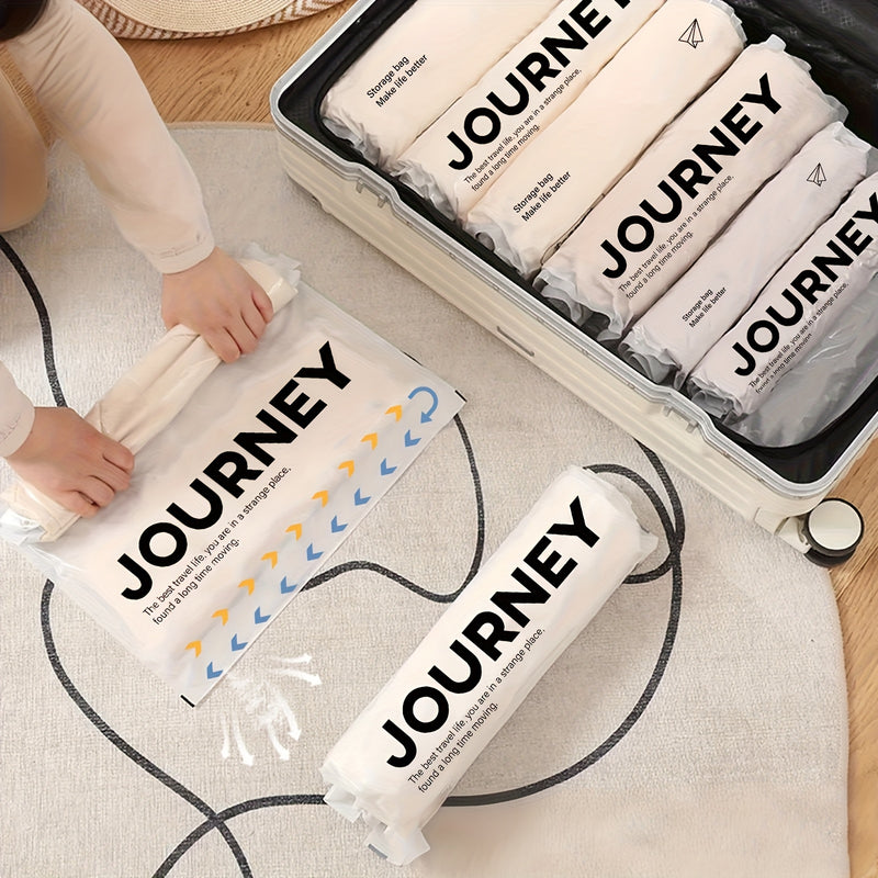 2 piezas de bolsas de almacenamiento al vacío WHATOOK para viaje, enrolladas a mano – No necesita bomba, organizador con acabado mate transparente para toallas, calcetines, ropa y más, disponibles en varios tamaños, solución de compresión para ahorrar es