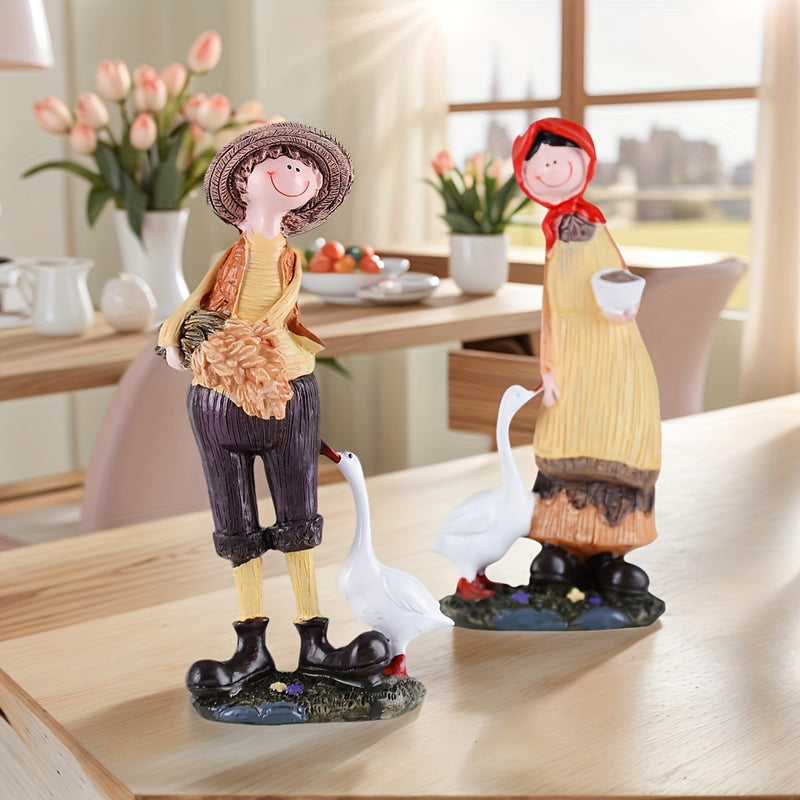 Decoración de Hogar Artesanal en Resina para el Día de San Valentín, Temporada de Graduación y Fiesta del Mes de Junio - Exhibición Creativa de Pareja Campestre
