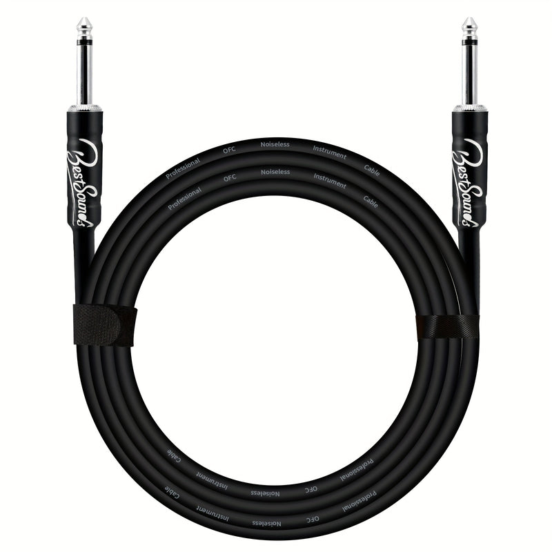 Cable de Guitarra Eléctrica Duradero de 10ft/20ft - Cable de Instrumento Macho a Hembra con Conectores de 1/4", Cable Redondo Flexible para Bajo, Teclado y Amplificador de Audio - Negro con Bandas de Goma Organizadoras, Accesorios para Guitarra Eléctrica