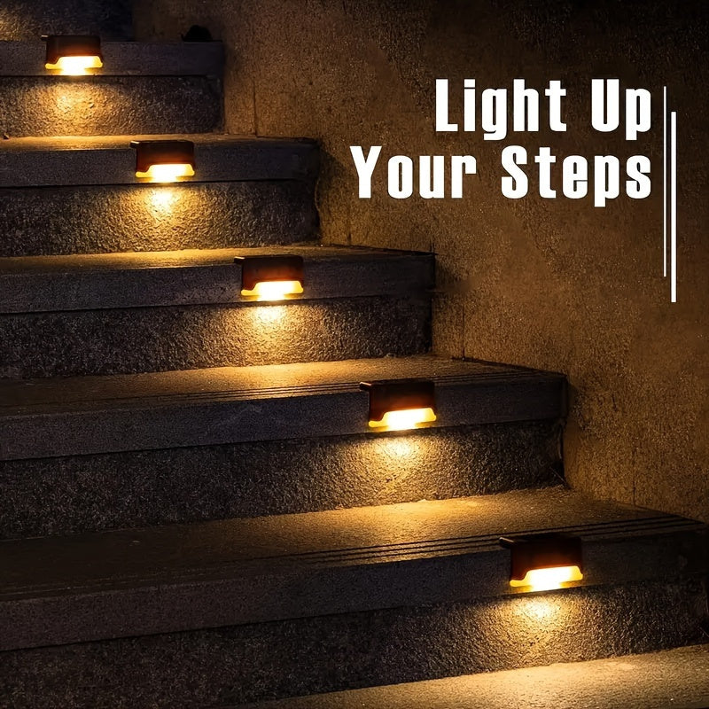 16 piezas de luces solares para exteriores, iluminación exterior, luces por inducción, luces decorativas, iluminación paisajística, luces LED para escalones, adecuadas para balcones, terrazas, escaleras, cercas y jardines