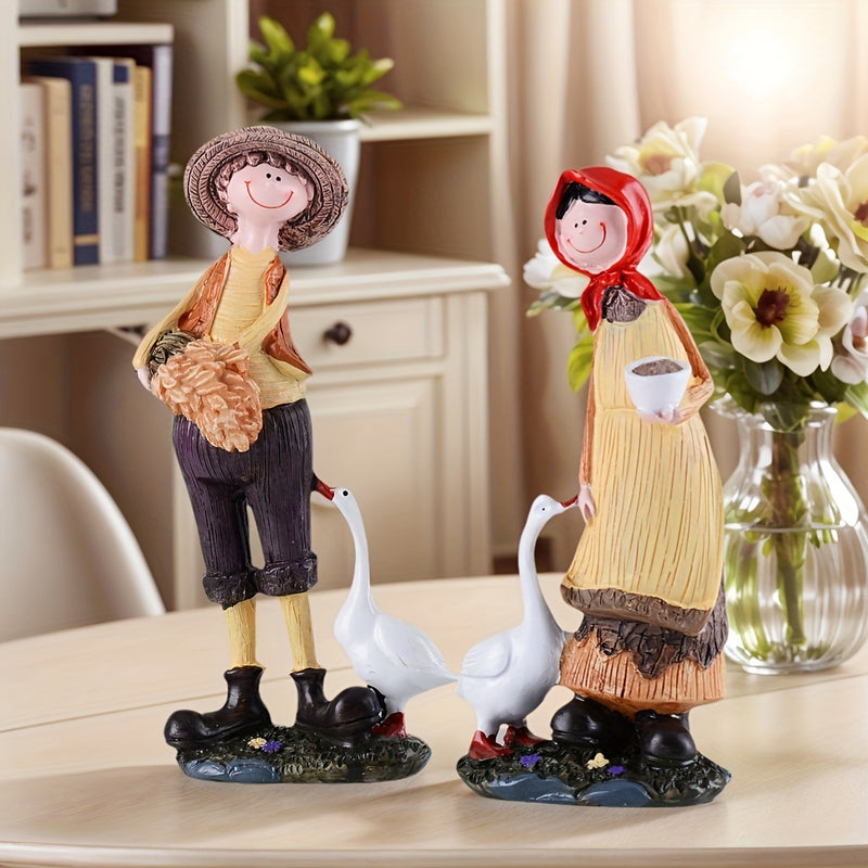 Decoración de Hogar Artesanal en Resina para el Día de San Valentín, Temporada de Graduación y Fiesta del Mes de Junio - Exhibición Creativa de Pareja Campestre