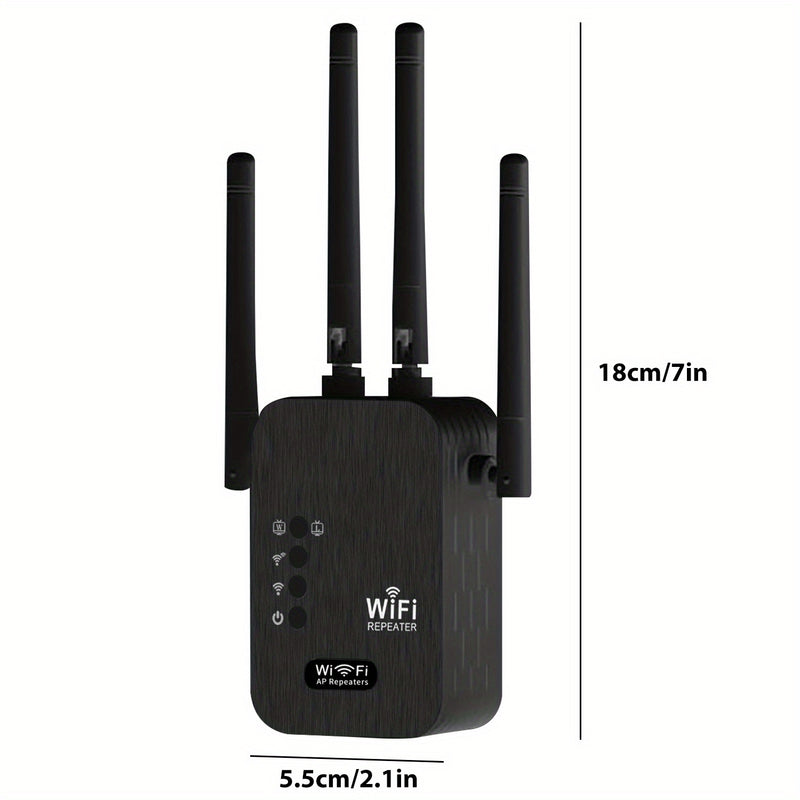 Amplificador de WiFi americano, 300Mbps 2.4GHz, penetración de señal fuerte, conecta hasta 35 dispositivos, 4 antenas de alta ganancia, cubierta de 9,14 metros, puerto Ethernet, configuración de un solo clic, adecuado para hogar, oficina, café.