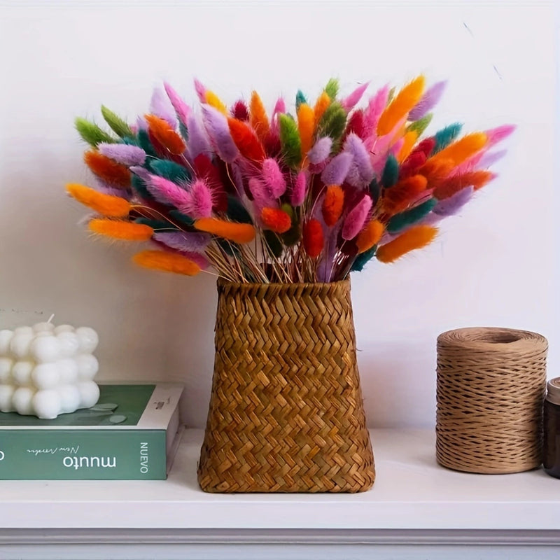 Ramo de 140 piezas de Hierba de Cola de Conejo Seca Multicolor Estilo Boho Chic - Ideal para Decoración del Hogar, Bodas, Fiestas y Festividades (Halloween, Navidad, Pascua, San Valentín, Acción de Gracias)