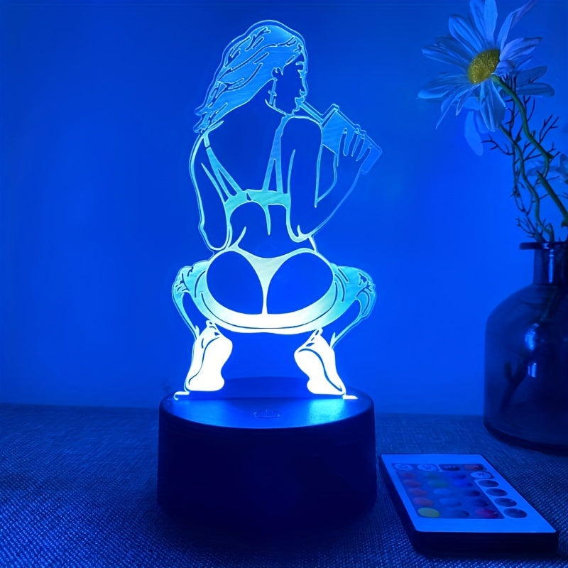 Lámpara de escritorio artística 3D con control remoto: 16 opciones de color, alimentación USB y funcionalidad táctil con botón