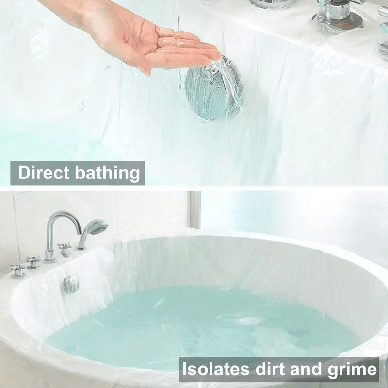 2/5 Bolsas Desechables para Baño con 5/10 Fundas de Remojo para Pies, Cubiertas Grandes para Bañera Forradas en Plástico – Ideales para Hogar, Viajes y Salones (102x47 pulgadas / 260x120 cm)