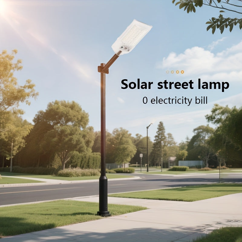 Nueva luz de camino solar integrada con sensor de movimiento, iluminación inteligente para exteriores, calles, patios y jardines, fijo de plástico resistente al tiempo con control remoto, luces solares para exteriores, cuerpo de plástico duradero.