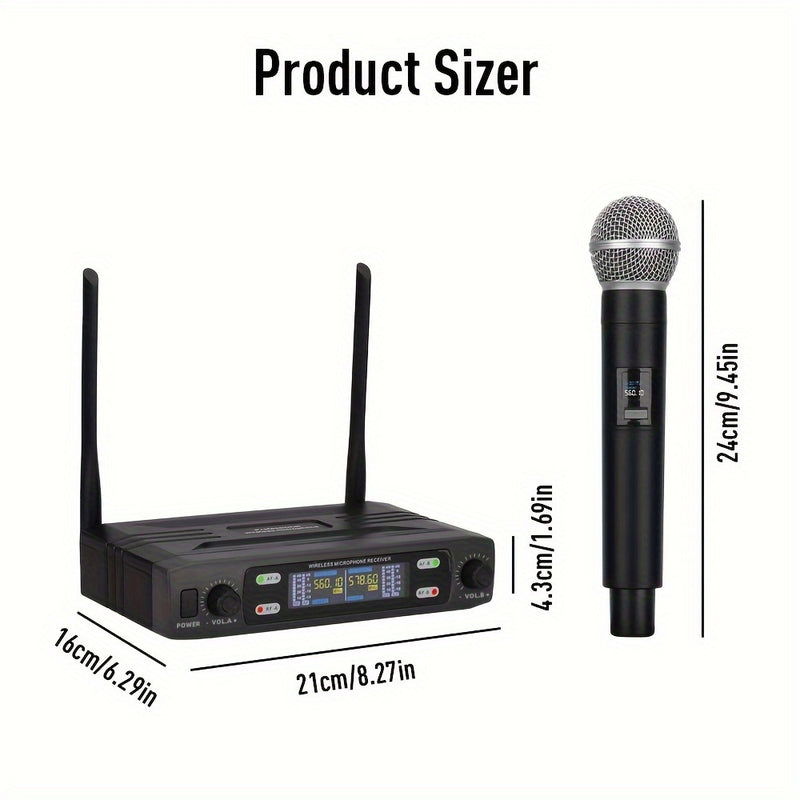 Sistema de micrófonos inalámbricos dual profesional LMBGM con receptor portátil - Conector XLR, control de volumen, ideal para karaoke en casa, presentaciones en vivo y regalos, micrófono inalámbrico portátil | Herramienta de audio versátil | Micrófono d