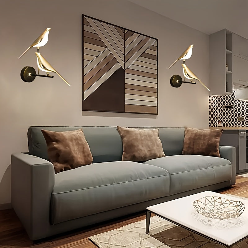Lámpara de pared LED moderna, lámpara de pared regulable, lámpara de pared creativa con pájaro, ahorro de energía y durabilidad, instalación semi-englobada, adecuada para dormitorio, baño, cocina, luz de pasillo, luz de pasillo, etc., no requiere batería