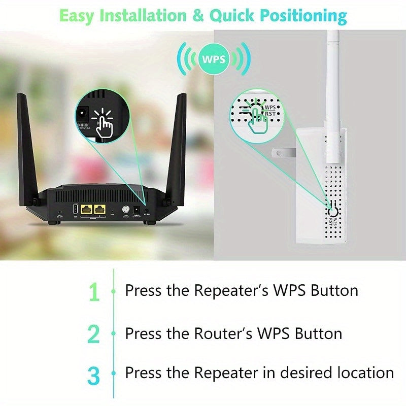 Amplificador de señal de WiFi de 300Mbps hasta 6000 pies cuadrados y 55+ dispositivos, Amplificador de rango de WiFi, Repetidor de Internet inalámbrico, Amplificador de largo alcance con puerto Ethernet, Punto de acceso, enchufe de EE. UU., 110V-130V, Si
