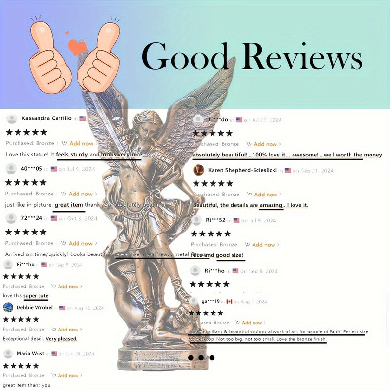 1pc Estatua de San Miguel Arcángel, Figura de San Miguel Arcángel de Resina Bronce de 31.75cm, Decoración de Temática Religiosa para Uso Interior y Exterior, No Requiere Electricidad, Decoración de Ángel