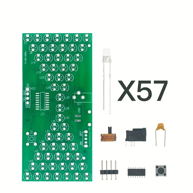 Kit de Temporizador Electrónico DIY 5V Divertido con Luces LED y Placa PCB Doble Capa Precisa, 84*40mm
