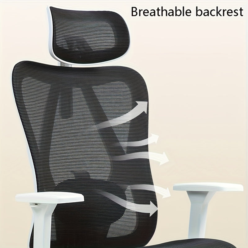Una silla de oficina ergonómica con reposabrazos retráctiles, soporte lumbar ajustable, ideal para el trabajo en la oficina y el juego.