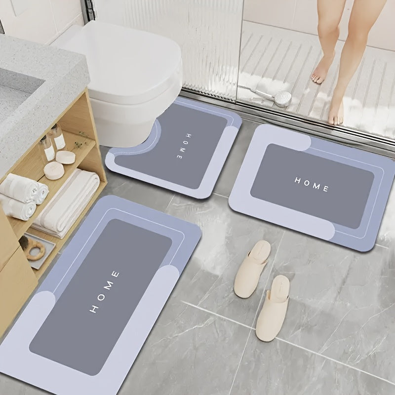 Juego de 3 Alfombrillas para Baño de Barro de Algas, Antideslizantes y Absorbentes de Poliéster para Suelo en Baños, Cocinas, Lavanderías, Uso Interior