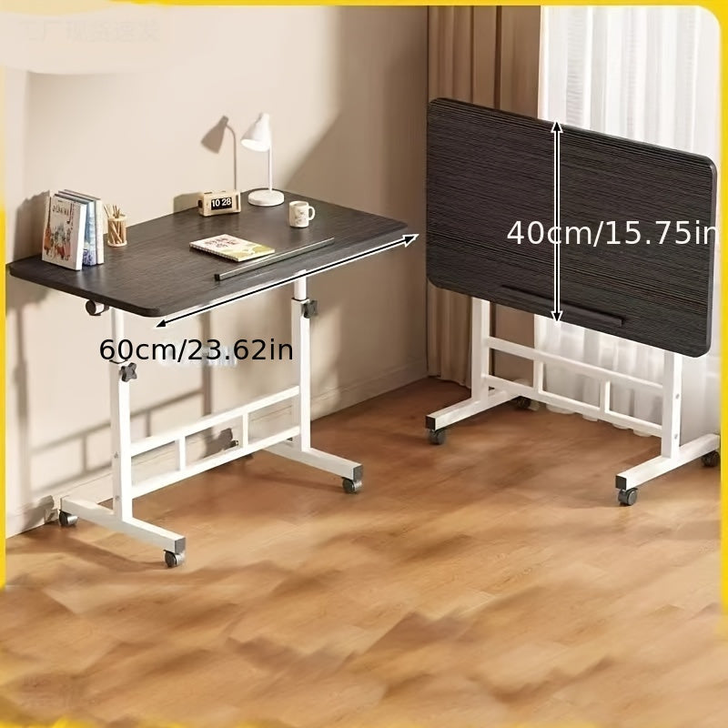Escritorio ajustable en altura, mesa de comedor, escritorio móvil con ruedas, estructura de hierro resistente y duradera, plegable para ahorrar espacio, ángulo ajustable, multifuncional para lectura, pintura, bordado y más