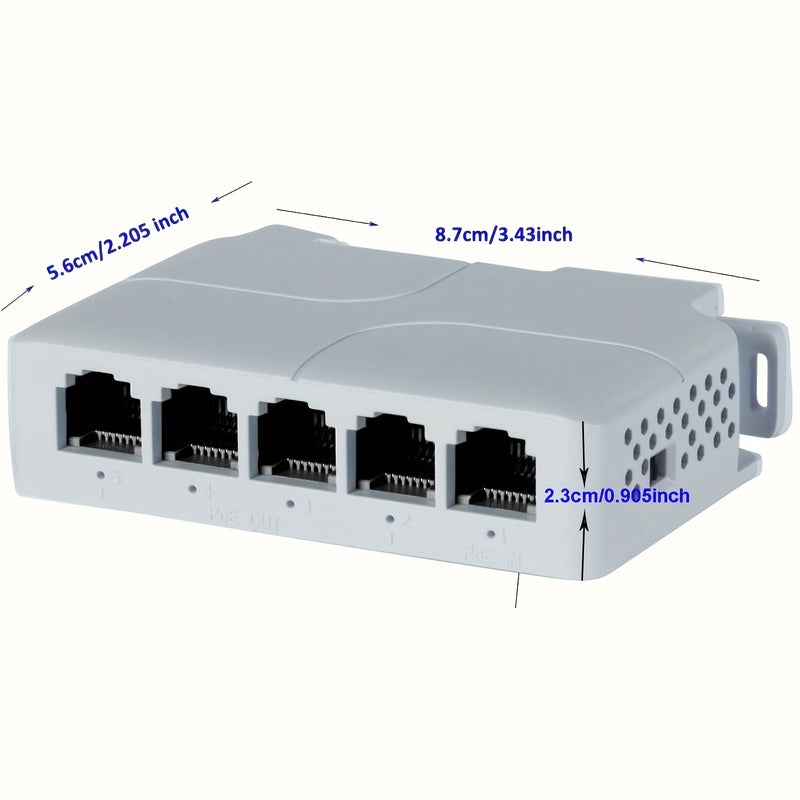 IEEE802.3AF/AT/BT 90W 1 entrada POE en 4 salidas POE 100Mbps Extensor POE alimentado por USB para cámara POE, impermeable, entrada 4-12V, sistema de monitoreo | Configuración sencilla | Monitoreo versátil | Diseño duradero