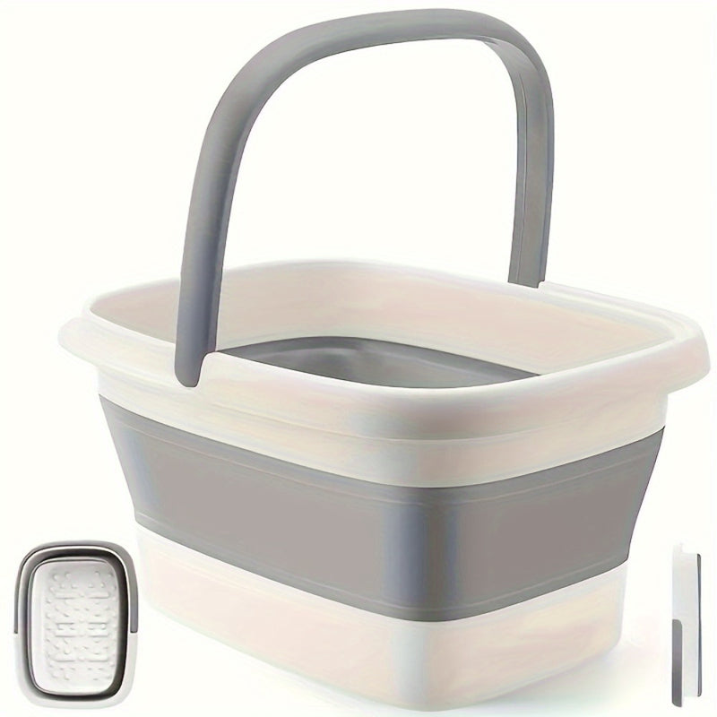Baño Plegable y Cesto de Lavandería - Tubería de Plástico Resistente con Mango Ergonómico, Bañera Portátil para Hogar, Salón o Viaje - Diseño Ahorrador de Espacio, Sin Necesidad de Electricidad - Ideal para Remojar Pies/Maños, Masaje de Acupresión y Ropa