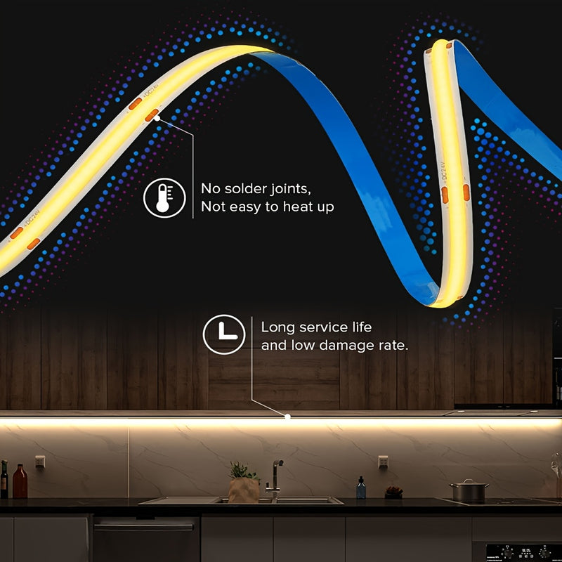 LTG-GEE 24V COB LED Strip Lights - 10m, 6000 luces, 320 LEDs/metro, brillo CRI90, luz blanca cálida y fría dual, flexible para decoración del hogar, proyectos DIY, iluminación de gabinetes, cocina y escenario, iluminación ambiental, no requiere batería,