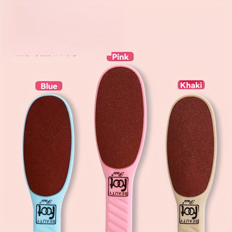 Lima de pie de plástico hipoalergénico con superficie de abrasivo rojo - Herramienta de exfoliación de doble cara para eliminar la piel muerta y callos, ideal para el cuidado del talón y la suela, herramienta de cuidado de pies | Diseño ergonómico | Text