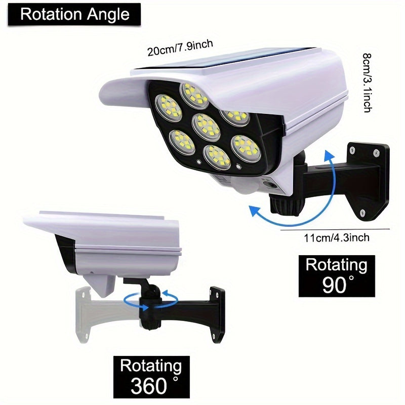 1 pieza de luz de calle solar KEWEN con sensor de movimiento, luz LED para patio con cámara simulada, alimentada por energía solar, voltaje de funcionamiento ≤36V, para entrada, pasillo, jardín, luz de pared de inducción de cuerpo humano, luz inteligente