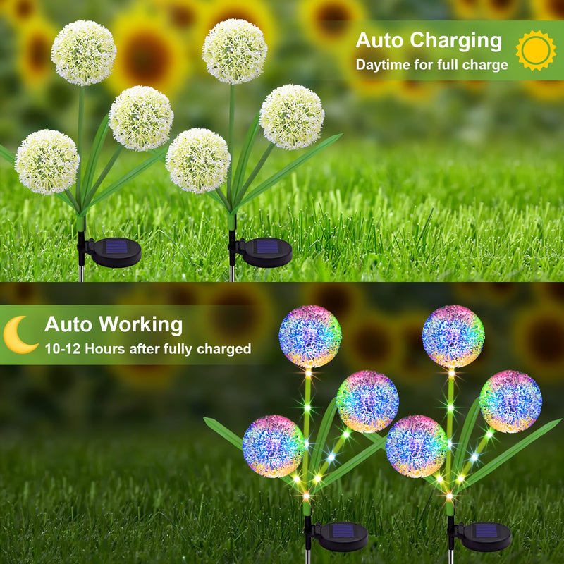 1 unidad de luz decorativa para jardín con energía solar, forma de diente de león, para exteriores, patio y césped