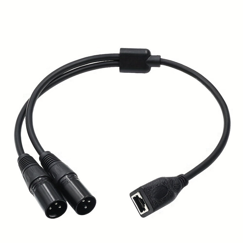 Adaptador de Cable Dual XLR a RJ45 - Negro, Extensión Macho/Hembra para la Serie de Controladores DMX-CON, Convertidor Ethernet con Múltiples Conectores, Diseño Duradero y Flexible para Sistemas de Sonido e Iluminación