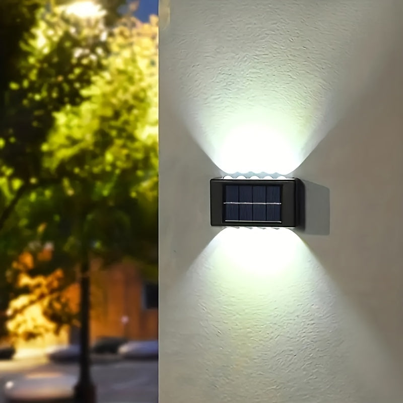 6 u 8 piezas, lámpara solar para jardín con 10 LEDs, luz guía para cercas, iluminación para porche, lámpara pequeña de pared, espejo convexo luminoso superior e inferior, ideal para jardín, patio o terraza