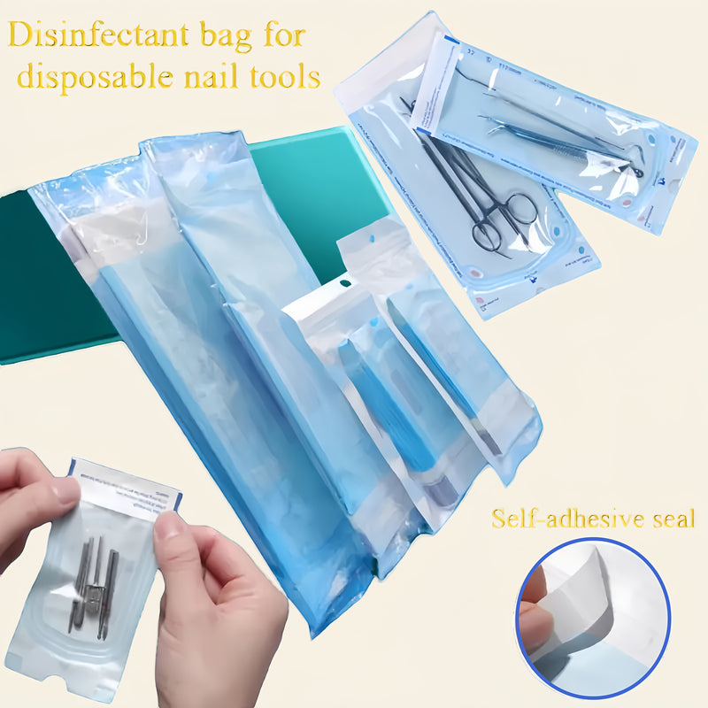 20/50 bolsas desechables para almacenamiento de herramientas de uñas - autosellantes, resistentes a altas temperaturas, sin fragancia, ideales para cosméticos profesionales, pedicura y herramientas de peluquería en salones caseros, uso único