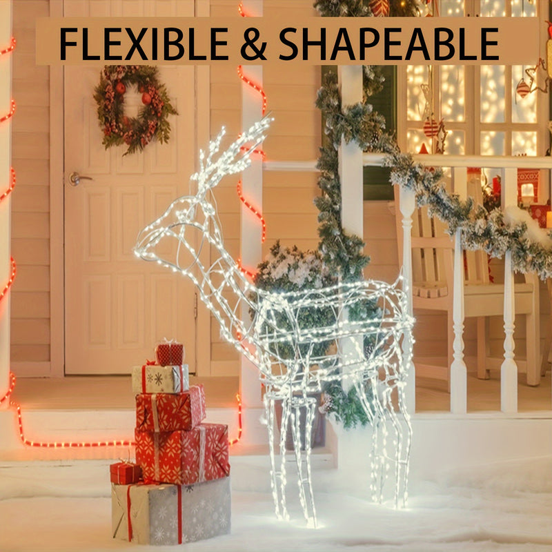 Luces de cadena de vacaciones impermeables blancas de 15.24/30.48/49.99 metros, alimentadas por USB con control remoto, velocidad de parpadeo ajustable, luces de Navidad impermeables IP67, adecuadas para Navidad, Día de San Valentín, decoración de ambien