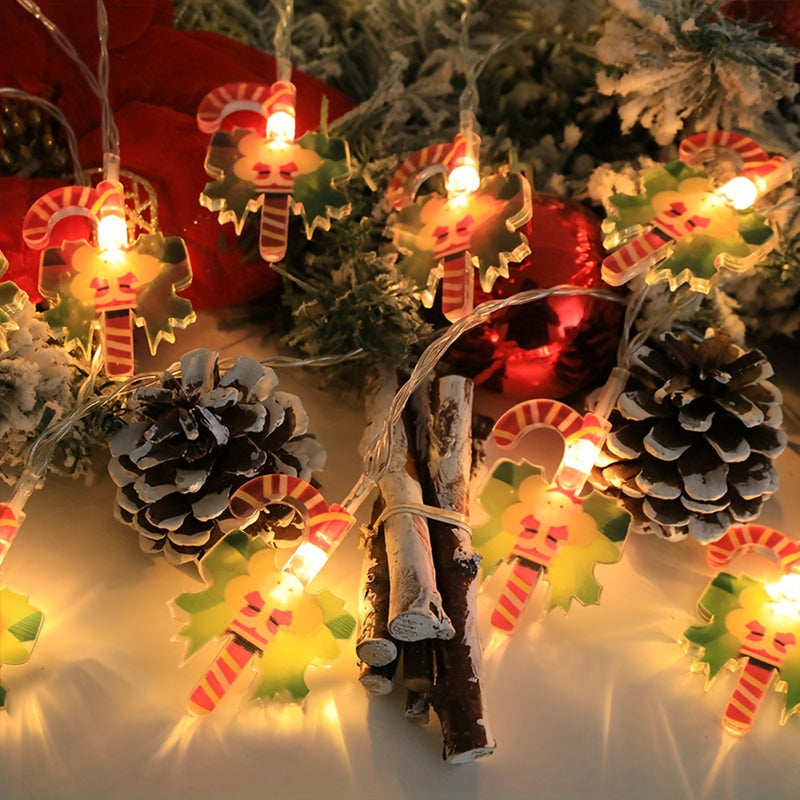 1pc Luces de Cadena de Acrílico Nuevas de Navidad con Forma de Muleta de Caramelo 1.5m 10LED Luces de Cadena LED Navideñas Brillantes 10 LED Luces de Navidad con Pilas Luminosas Luces de Cadena de Hadas de Muleta de Caramelo para Decoración de Chimenea d